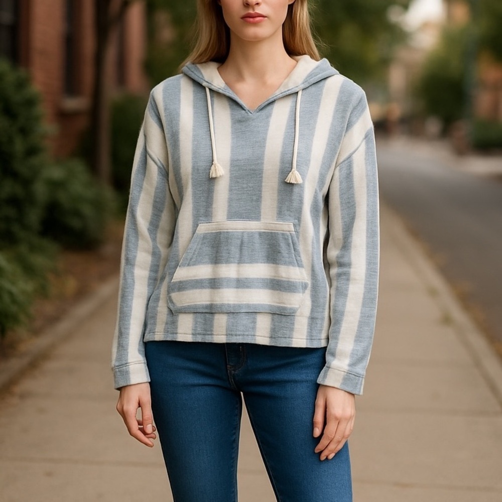 Ocean Drive Striped Beach Hoodie Pullover